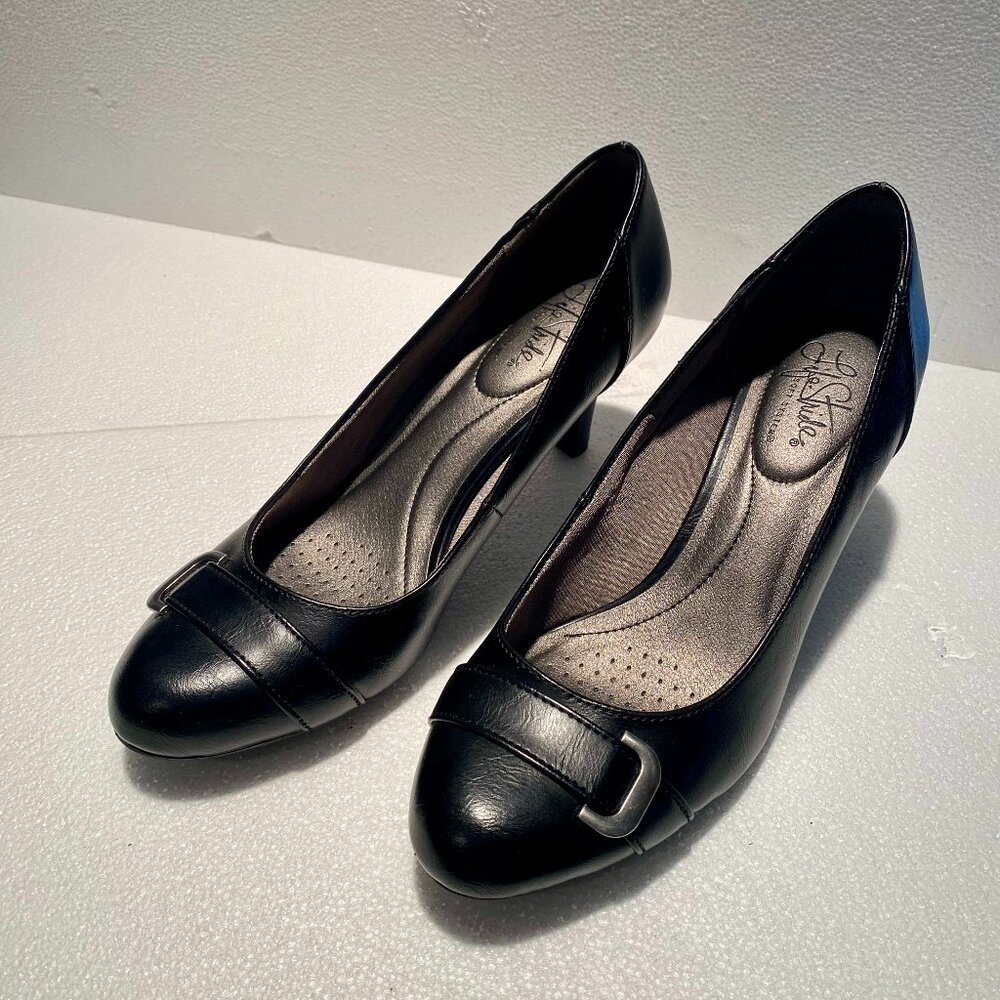 Life Stride Soft System Parody Black Leather High Heel Size 8.5